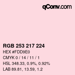 颜色代码: RGB 253 217 224 | qconv.com