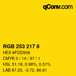 颜色代码: RGB 253 217 8 | qconv.com
