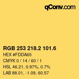 カラーコード: RGB 253 218.2 101.6 | qconv.com