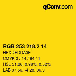 カラーコード: RGB 253 218.2 14 | qconv.com