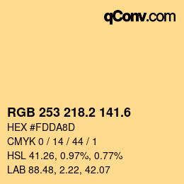 カラーコード: RGB 253 218.2 141.6 | qconv.com