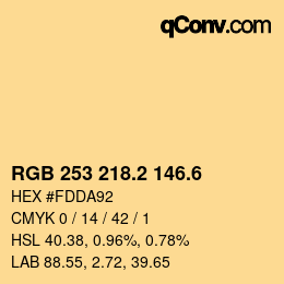 カラーコード: RGB 253 218.2 146.6 | qconv.com
