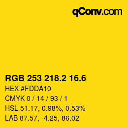 カラーコード: RGB 253 218.2 16.6 | qconv.com