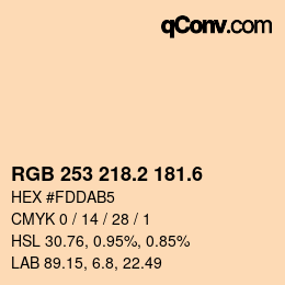 カラーコード: RGB 253 218.2 181.6 | qconv.com