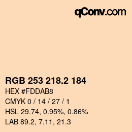 カラーコード: RGB 253 218.2 184 | qconv.com