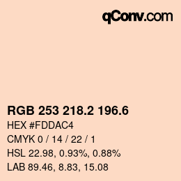 カラーコード: RGB 253 218.2 196.6 | qconv.com