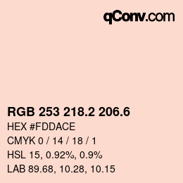 カラーコード: RGB 253 218.2 206.6 | qconv.com