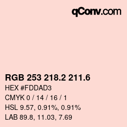 カラーコード: RGB 253 218.2 211.6 | qconv.com