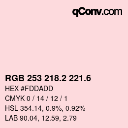 カラーコード: RGB 253 218.2 221.6 | qconv.com