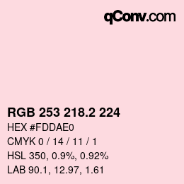 カラーコード: RGB 253 218.2 224 | qconv.com