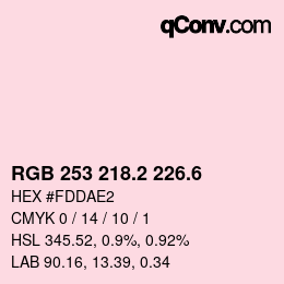 カラーコード: RGB 253 218.2 226.6 | qconv.com