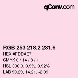 カラーコード: RGB 253 218.2 231.6 | qconv.com