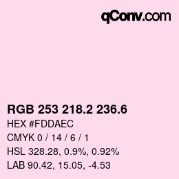 カラーコード: RGB 253 218.2 236.6 | qconv.com