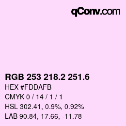 カラーコード: RGB 253 218.2 251.6 | qconv.com