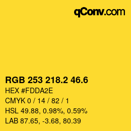 カラーコード: RGB 253 218.2 46.6 | qconv.com
