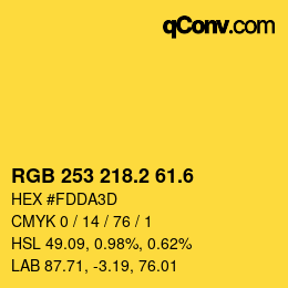 カラーコード: RGB 253 218.2 61.6 | qconv.com