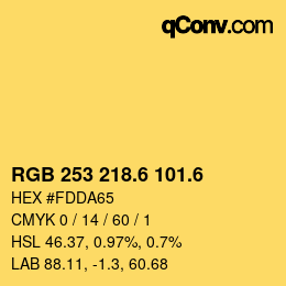 カラーコード: RGB 253 218.6 101.6 | qconv.com