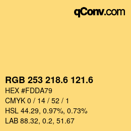 カラーコード: RGB 253 218.6 121.6 | qconv.com