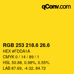 カラーコード: RGB 253 218.6 26.6 | qconv.com