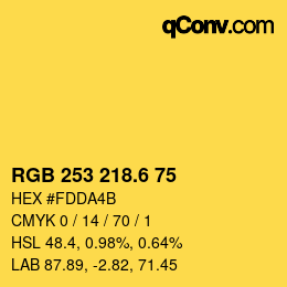 カラーコード: RGB 253 218.6 75 | qconv.com