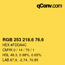 カラーコード: RGB 253 218.6 76.6 | qconv.com