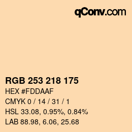 Color code: RGB 253 218 175 | qconv.com