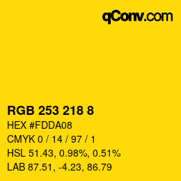 Farbcode: RGB 253 218 8 | qconv.com