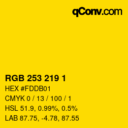 カラーコード: RGB 253 219 1 | qconv.com