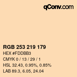 カラーコード: RGB 253 219 179 | qconv.com