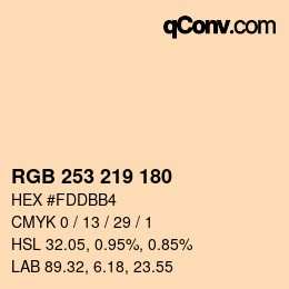 Color code: RGB 253 219 180 | qconv.com