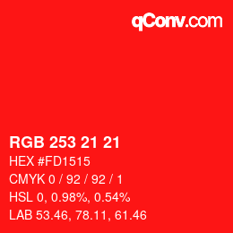 Color code: RGB 253 21 21 | qconv.com