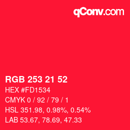 Color code: RGB 253 21 52 | qconv.com