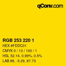 カラーコード: RGB 253 220 1 | qconv.com