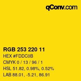 Color code: RGB 253 220 11 | qconv.com