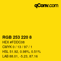 Color code: RGB 253 220 8 | qconv.com