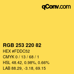 Color code: RGB 253 220 82 | qconv.com