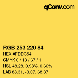 カラーコード: RGB 253 220 84 | qconv.com