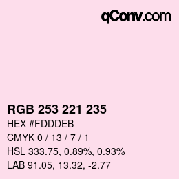 Color code: RGB 253 221 235 | qconv.com