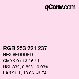カラーコード: RGB 253 221 237 | qconv.com