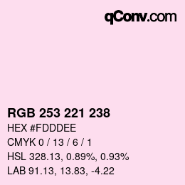 Color code: RGB 253 221 238 | qconv.com