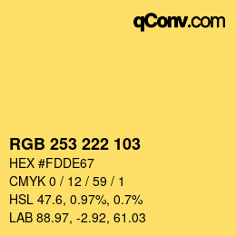 Color code: RGB 253 222 103 | qconv.com