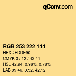 カラーコード: RGB 253 222 144 | qconv.com