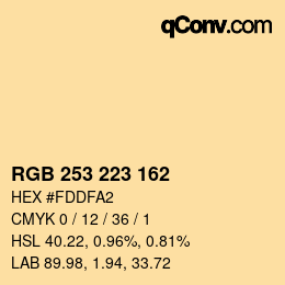 Color code: RGB 253 223 162 | qconv.com