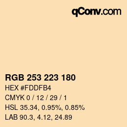 颜色代码: RGB 253 223 180 | qconv.com