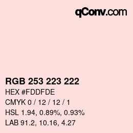 Color code: RGB 253 223 222 | qconv.com