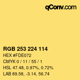 Color code: RGB 253 224 114 | qconv.com