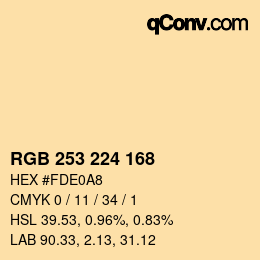 Código de color: RGB 253 224 168 | qconv.com
