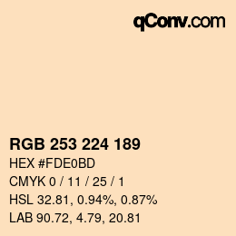 Color code: RGB 253 224 189 | qconv.com