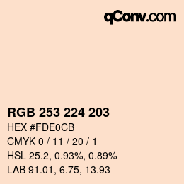 Color code: RGB 253 224 203 | qconv.com
