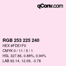 Color code: RGB 253 225 240 | qconv.com